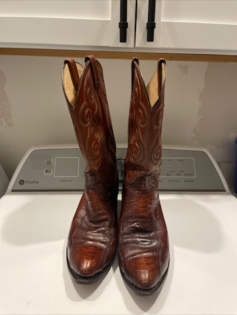 Dan Post Vintage Genuine Ostrich Leg Cognac Western Cowboy Boots Mens Size 11 D - Picture 5 of 7